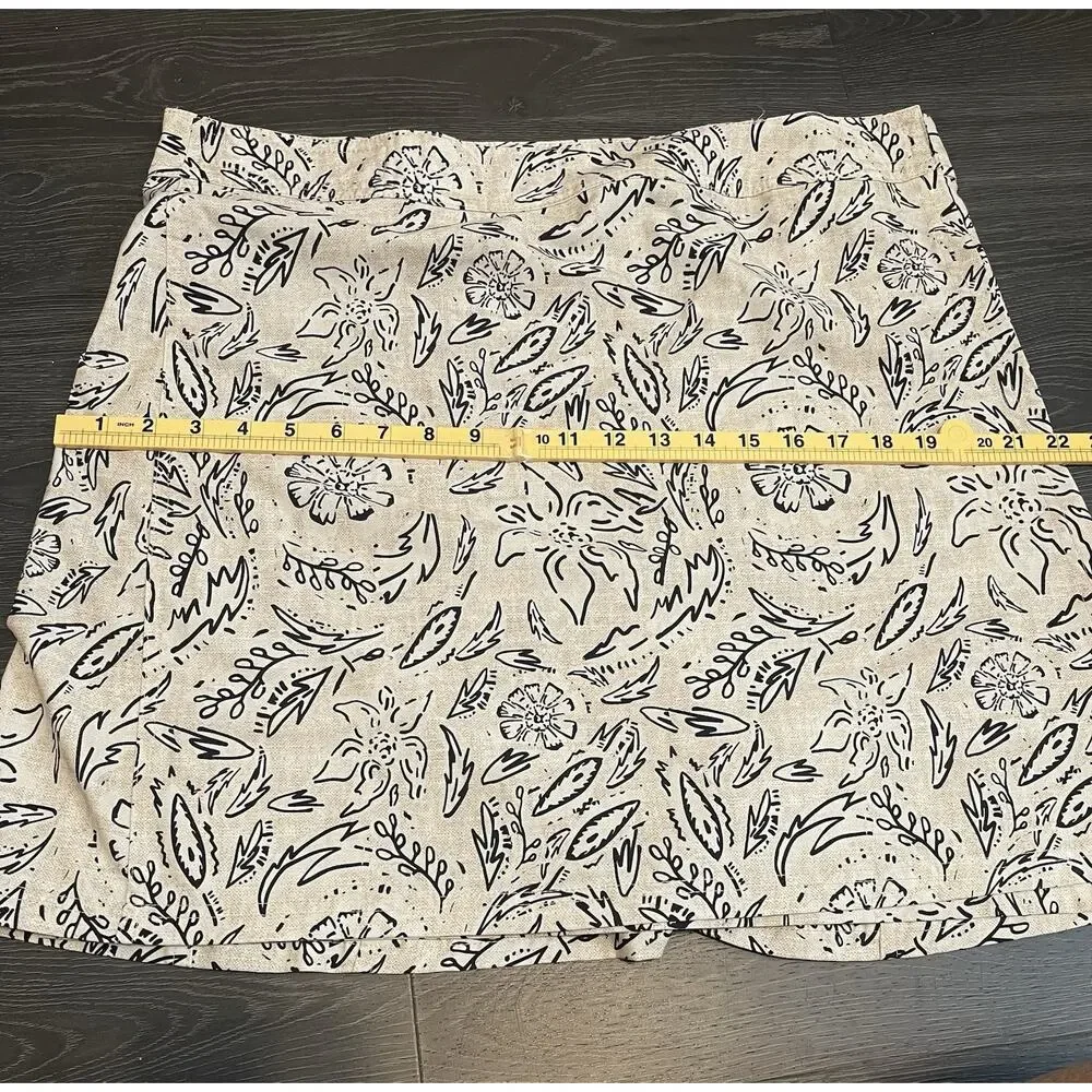 Rip Skirt Beige Black Print Casual Womens Size XL